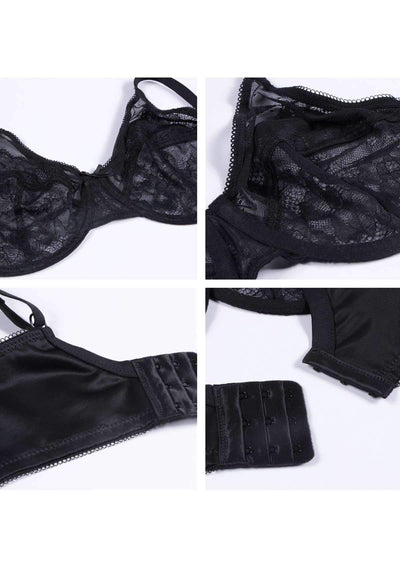 (Cardi B recommends)Enchante Lace Black Underwire Bra Set