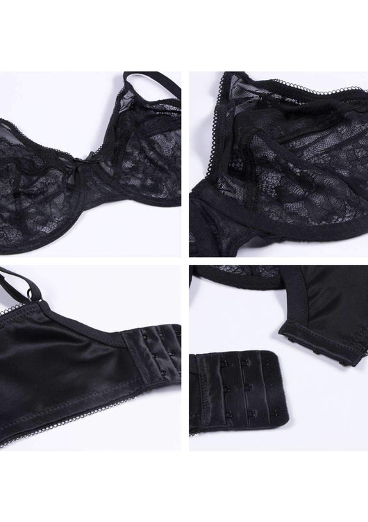(Cardi B recommends)Enchante Lace Black Underwire Bra Set